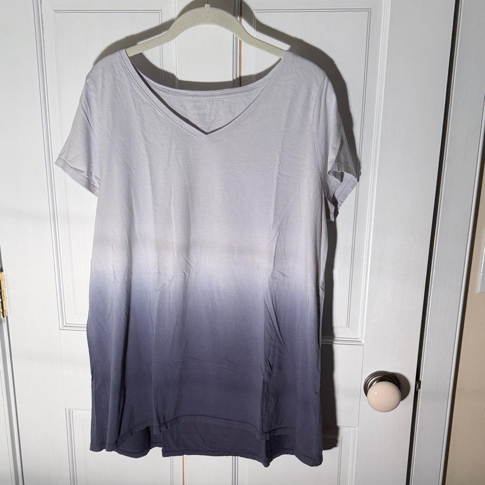 purejill Ombre V-Neck Women’s Cotton Top Size L